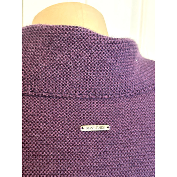 Saint James L’atelier Sweater Womens Size 10/42 Purple Toggle Knit Wool France - Picture 5 of 8